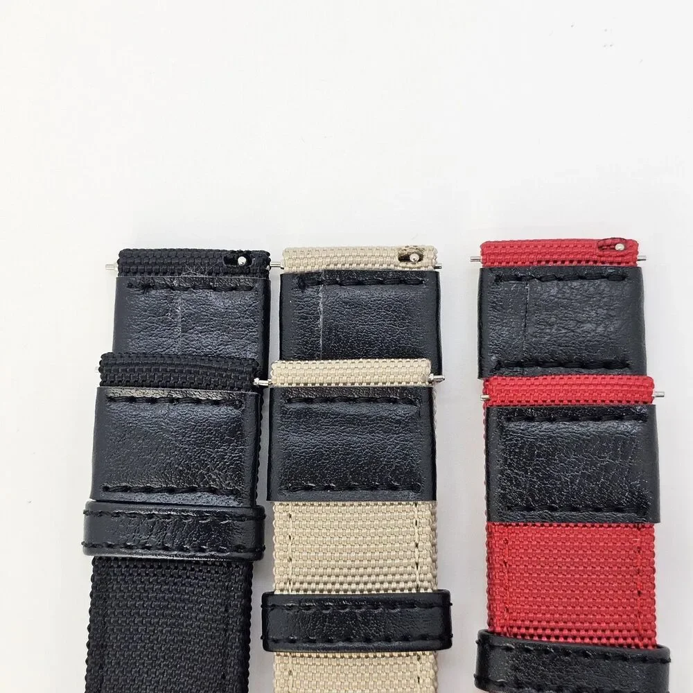 3X Men's 22MM Watch‎ Premium Nylon Canvas Straps Black Tan Red Quick Release